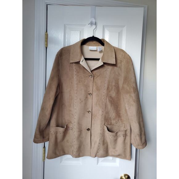 Alfred Dunner Jacket Size 14 Faux Suede Western Sherpa Sequin Boho Bohemian - Picture 2 of 11